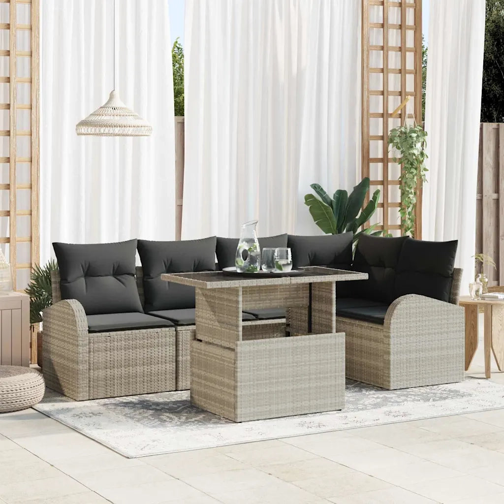 Set Divano da Giardino 6 pcs Grigio chiaro polyrattan 3348648