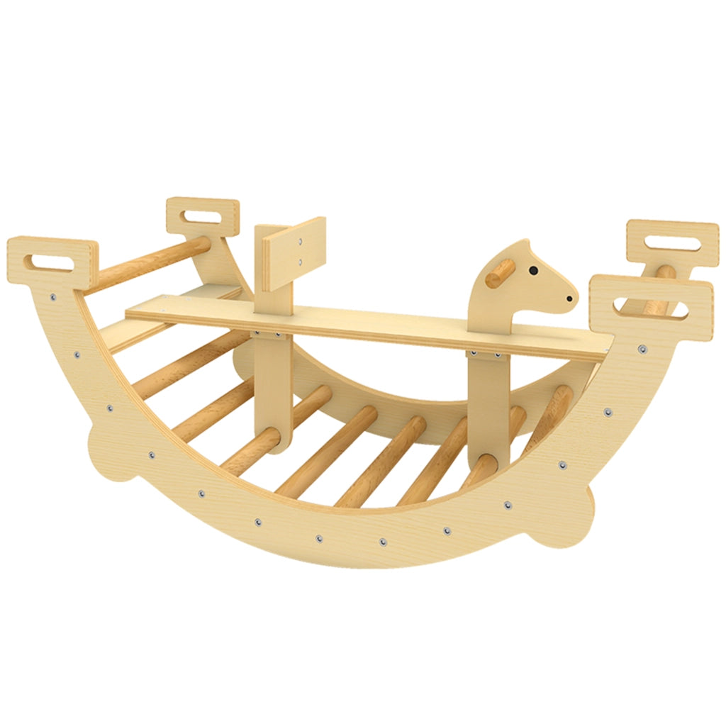 Arco Scalabile Montessori con Cavallo a Dondolo ¨C Minimal ¨C Legno Naturale
