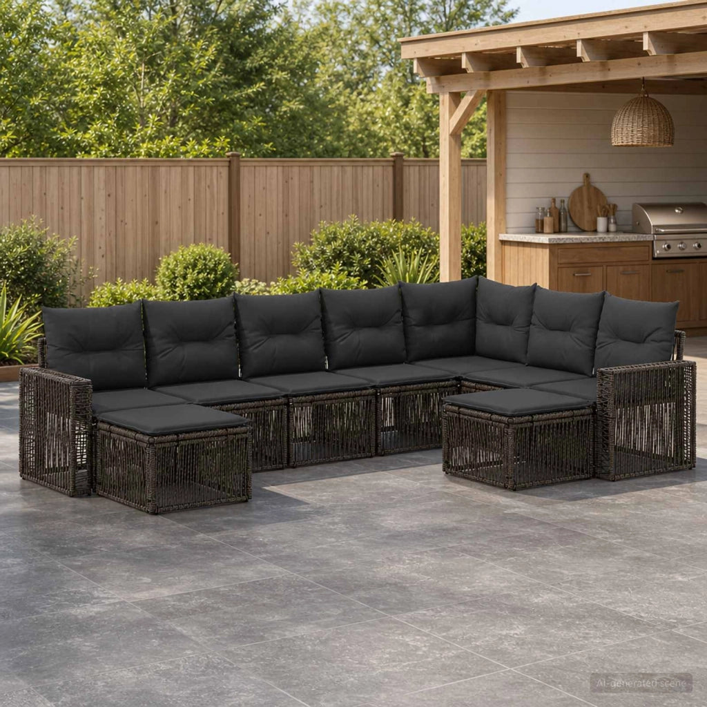 Set Divano da Giardino 9 pz Grigio e Grigio Scuro polyrattan 3435311