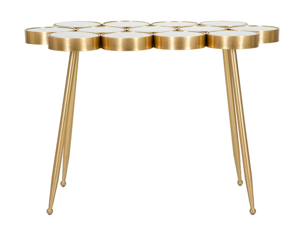 Tavolino Buttle 100x70x55 cm in Ferro e MDF Oro