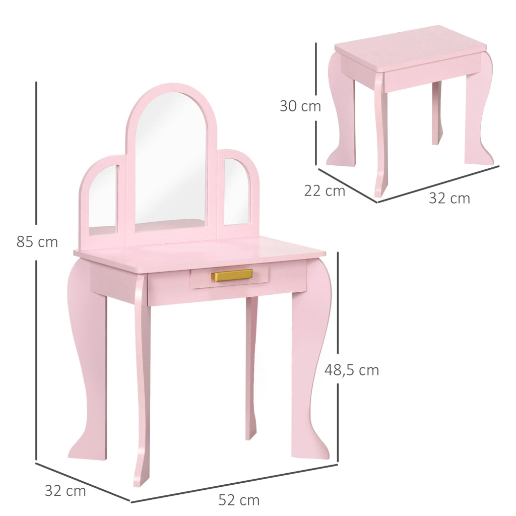 Tocador per Bambini con Specchio e Cassetto ¨C Minimal ¨C Rosa