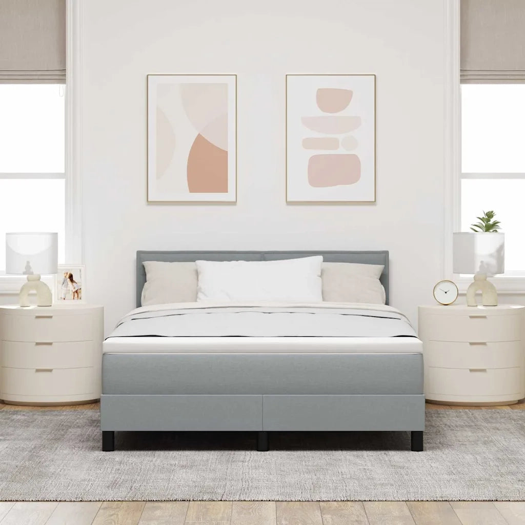 Letto a molle con materasso Grigio chiaro 160 x 200 cm Tessuto