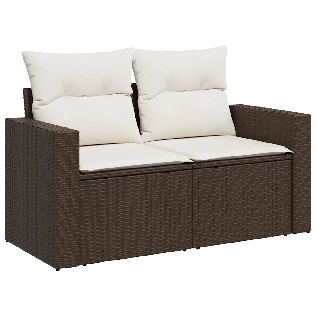 Set Divani da Giardino 11 pz con Cuscini Polyrattan Marrone 3326394