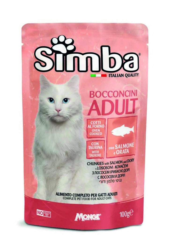 BOCCONCINI PER GATTI 'ADULT' salmone e orata - gr 100- 24 pezzi  - MONGE