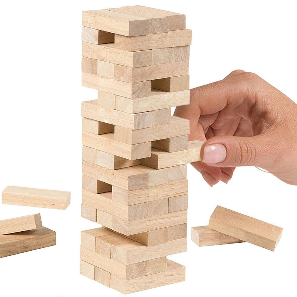 Trade Shop - Gioco Societa' Da Tavolo Jenga Torre Legno 28x8cm 57 Mattoncini Giochi Abilita' -