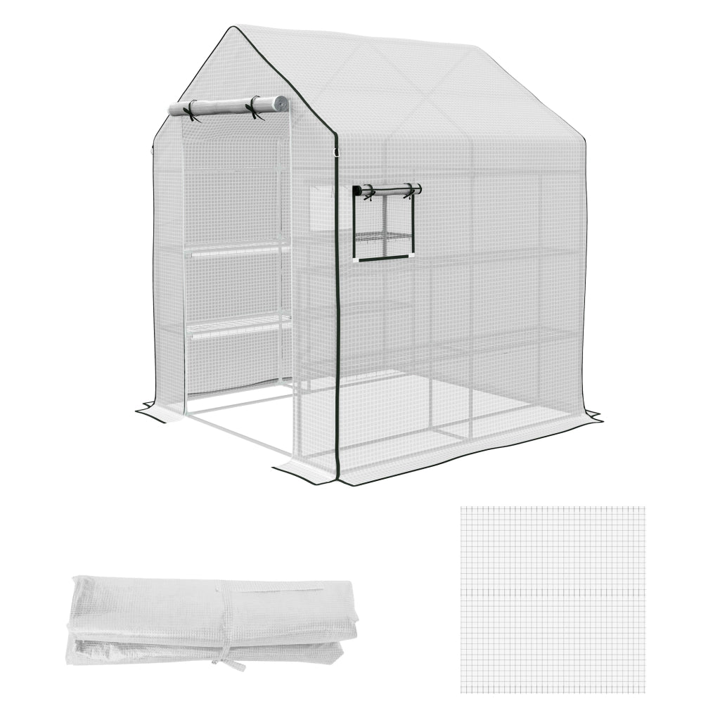 Serra da Giardino con Porte e Finestre ¨C Minimal ¨C Bianco 140x143x190cm