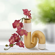 Teren, Vaso Colore Struttura Bianco, oro