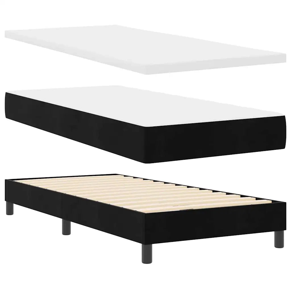 Letto a Sorgente LED con materasso Nero 100 x 200 cm Velluto