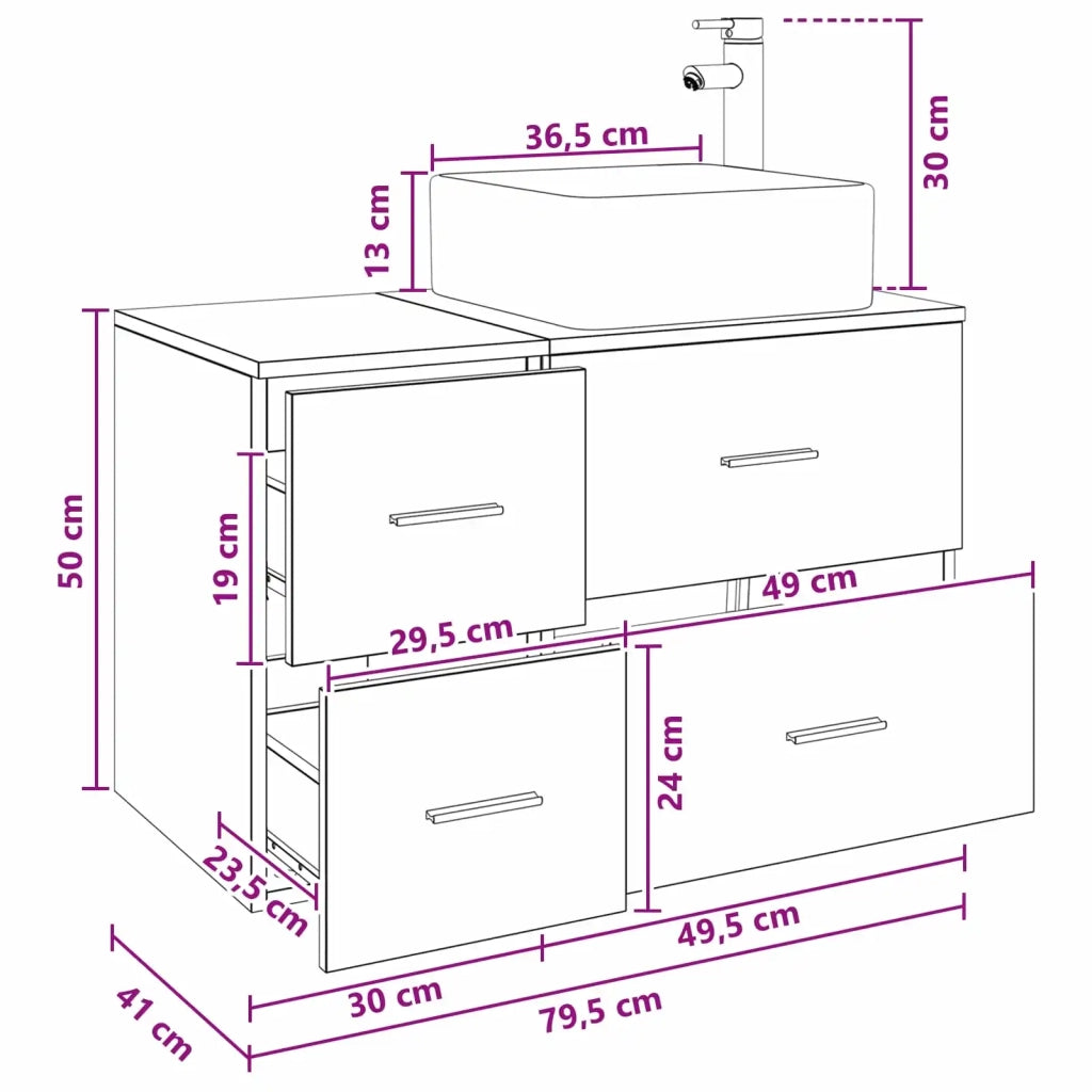 Set di mobili per il bagno 2 pcs Grigio Cemento 3403963