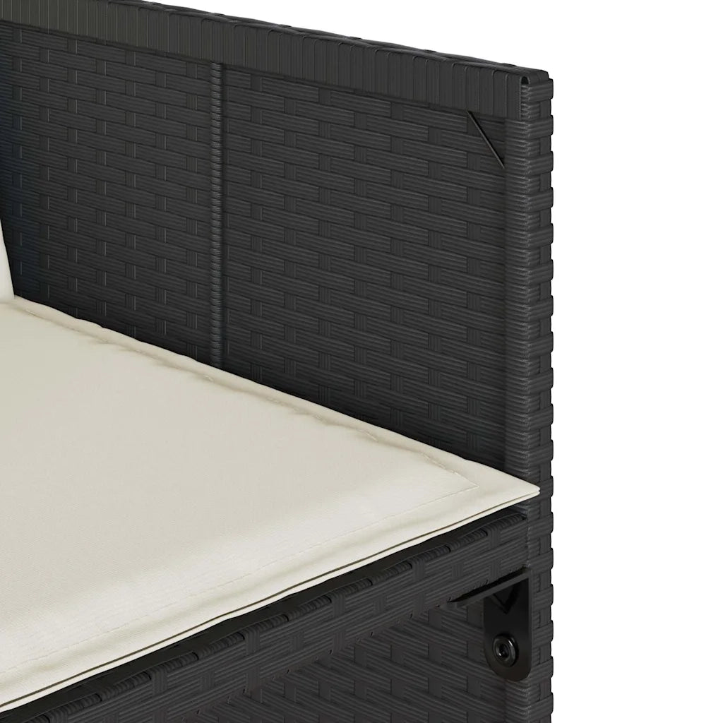 Set da Pranzo da Giardino 9 pz con Cuscini Nero in Polyrattan 3211194