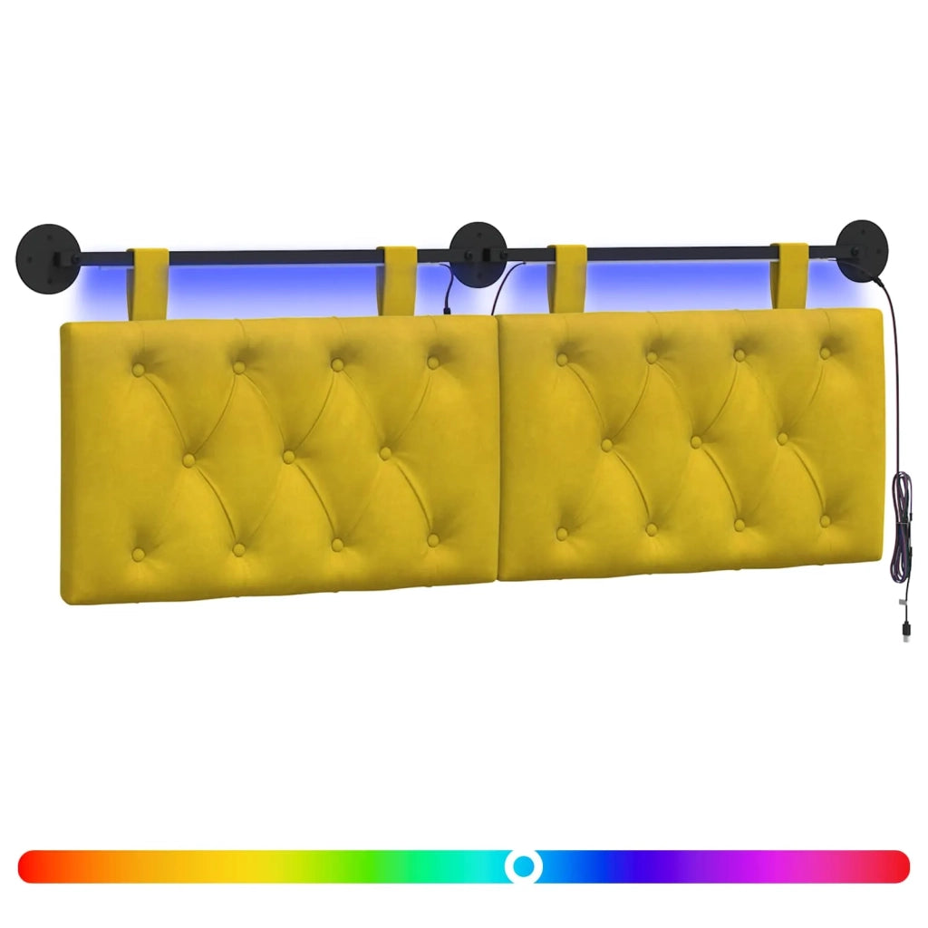 Testiera sospesa Con luce LED Giallo Velluto 3424644