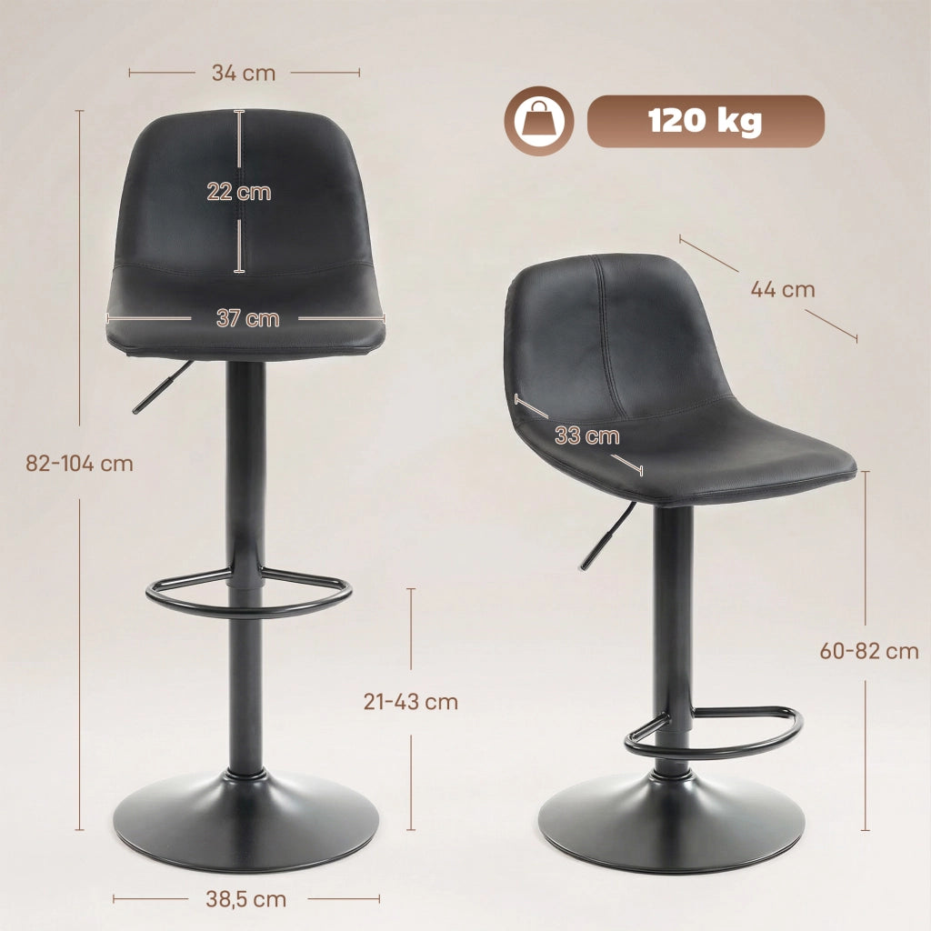 Sgabelli da bar ¨C Minimal ¨C 2 pezzi, regolabili, girevoli 360¡ã, neri