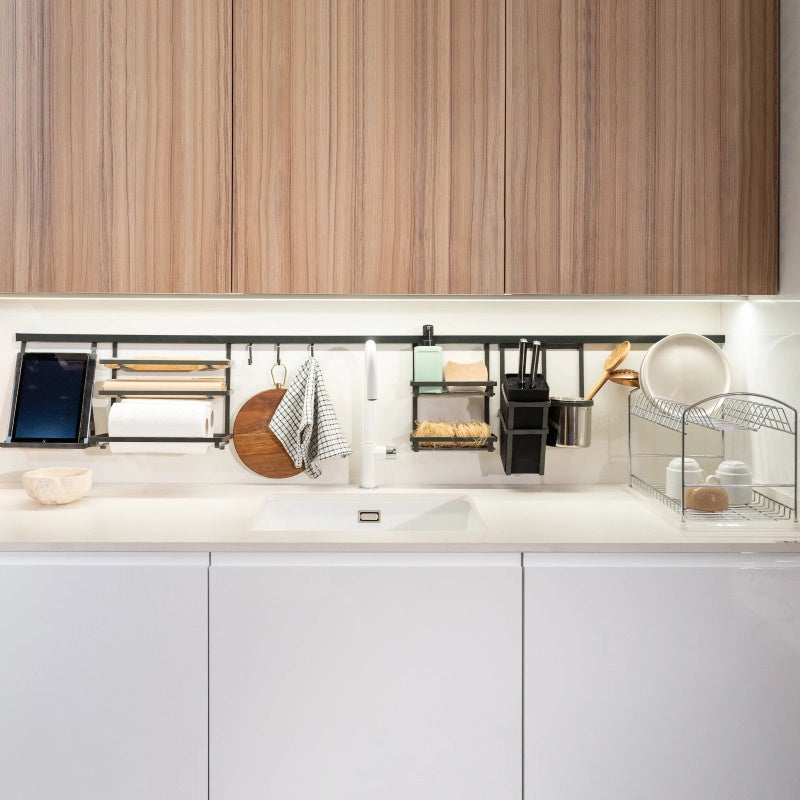 Lotto di 2 Zoccolo per cucina Plasline con accessori, altezza 150 mm, 2 barre lunghezza 2,35 m, Tecnoplastica, Anodizz..