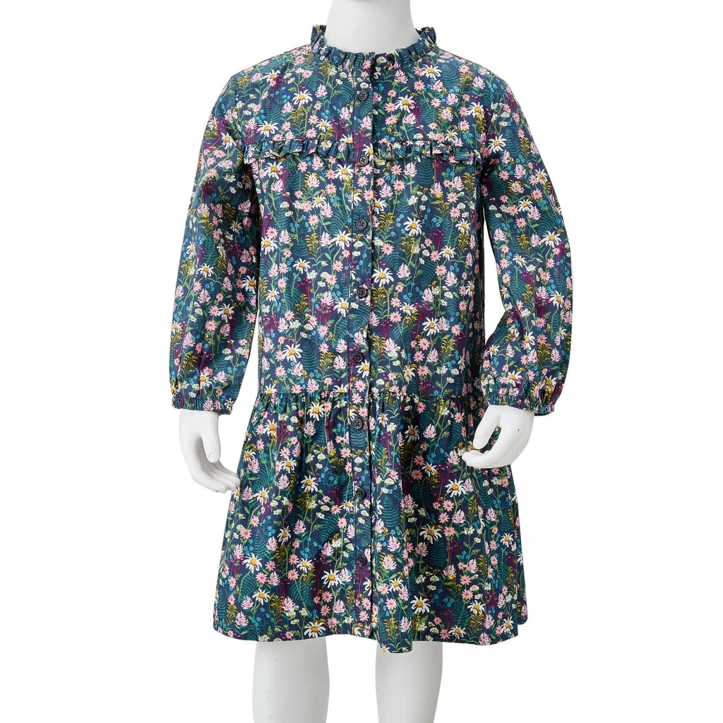 Abito da Bambina a Maniche Lunghe Blu Scuro 128 CFW7768217