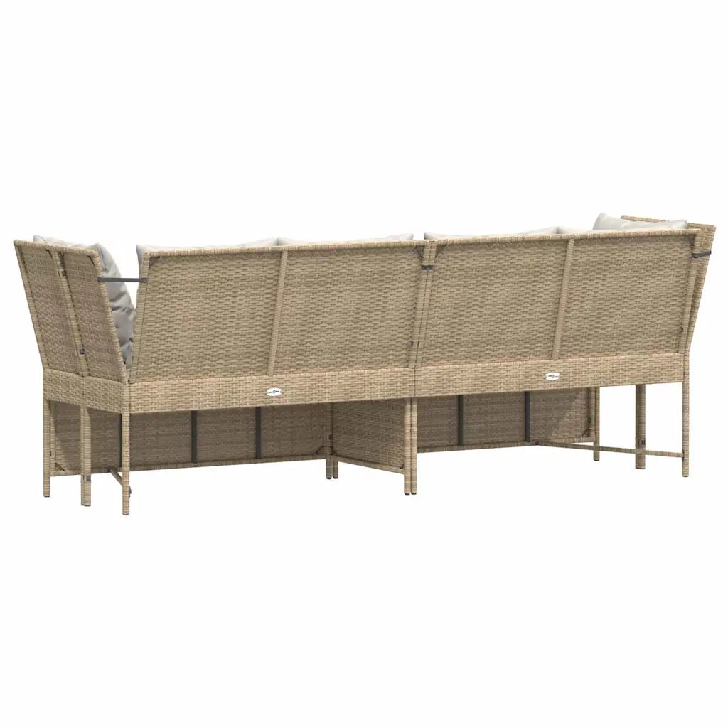 Divano da Giardino con Cuscini in Polyrattan Beige 4104125