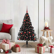 Albero di Natale artificiale con luci integrate Nero 120 cm PVC 3397115