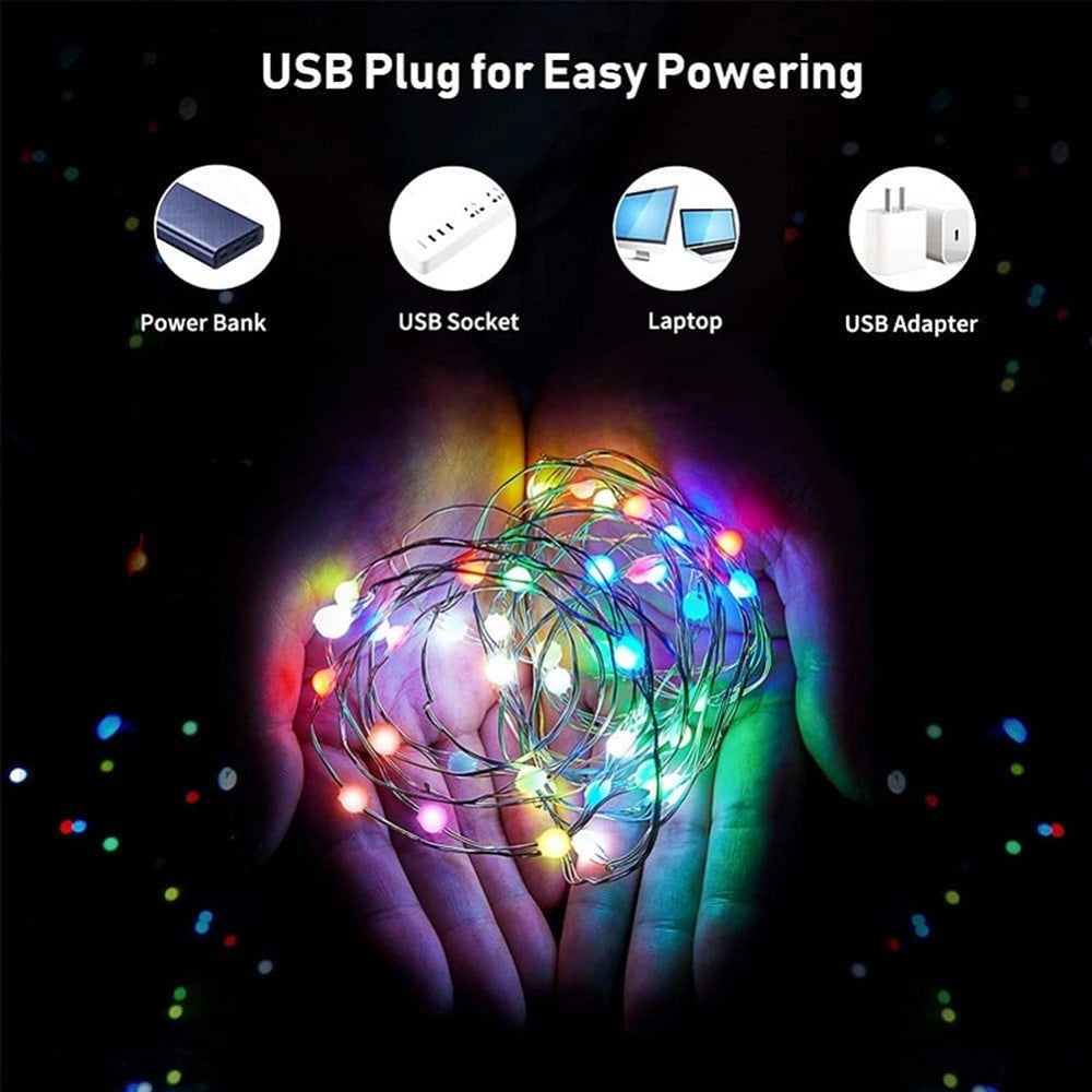 Trade Shop - Luci Led Albero Di Natale Usb Bluetooth App Interno Con Telecomando 20mt 200 Led -