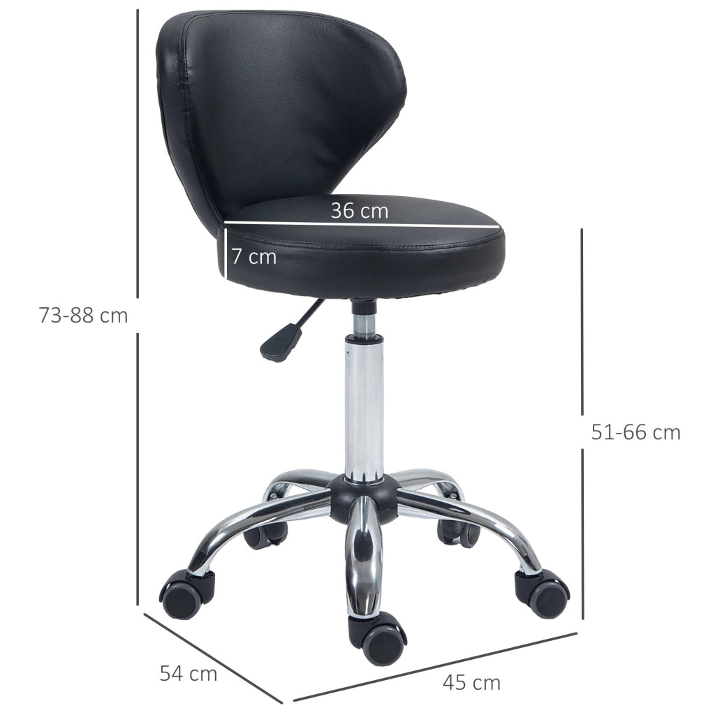 sgabello girevole 54 x 45 x 88 cm nero con schienale ergonomico e ruote