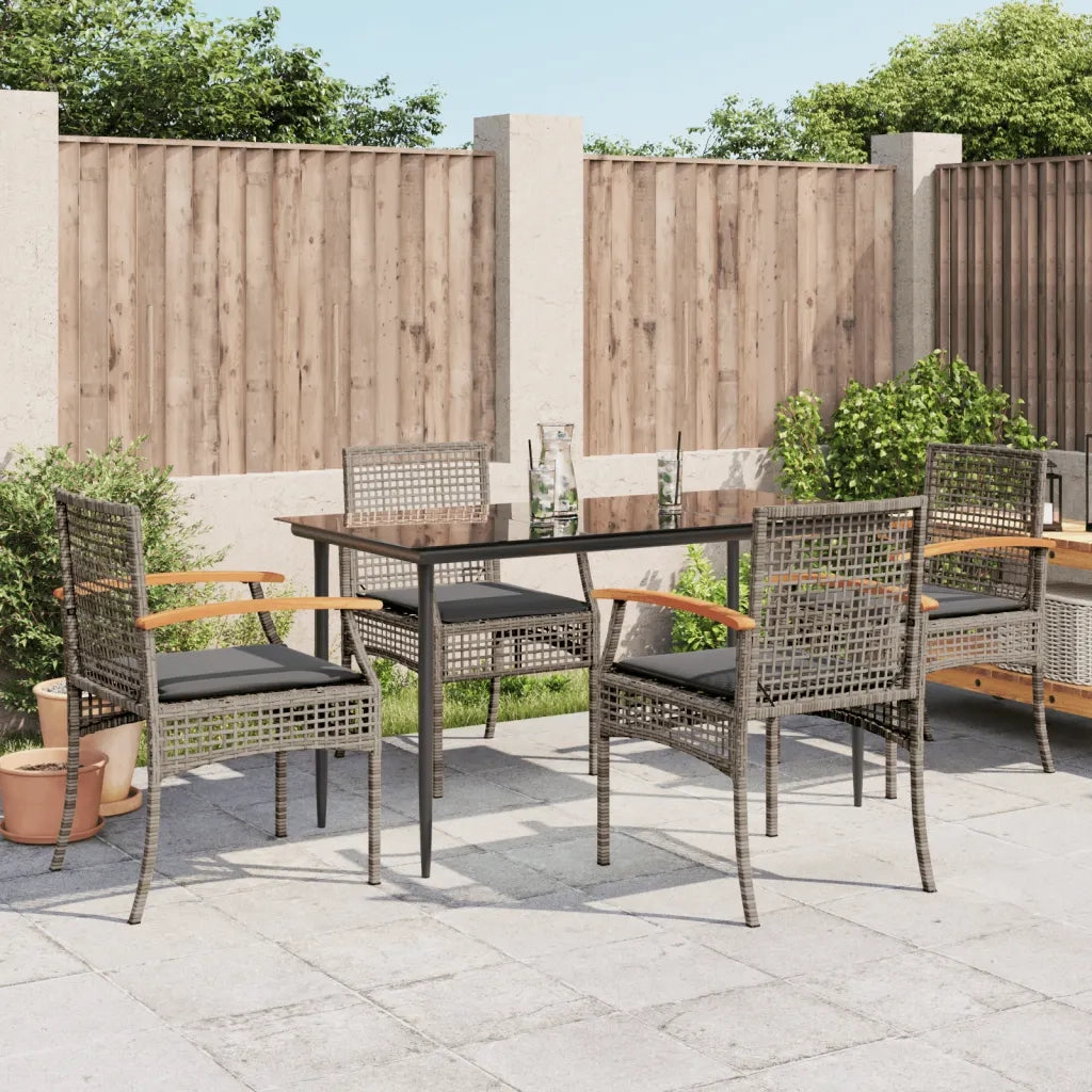 Set da Pranzo da Giardino 5 pz con Cuscini in Polyrattan Grigio 3213612