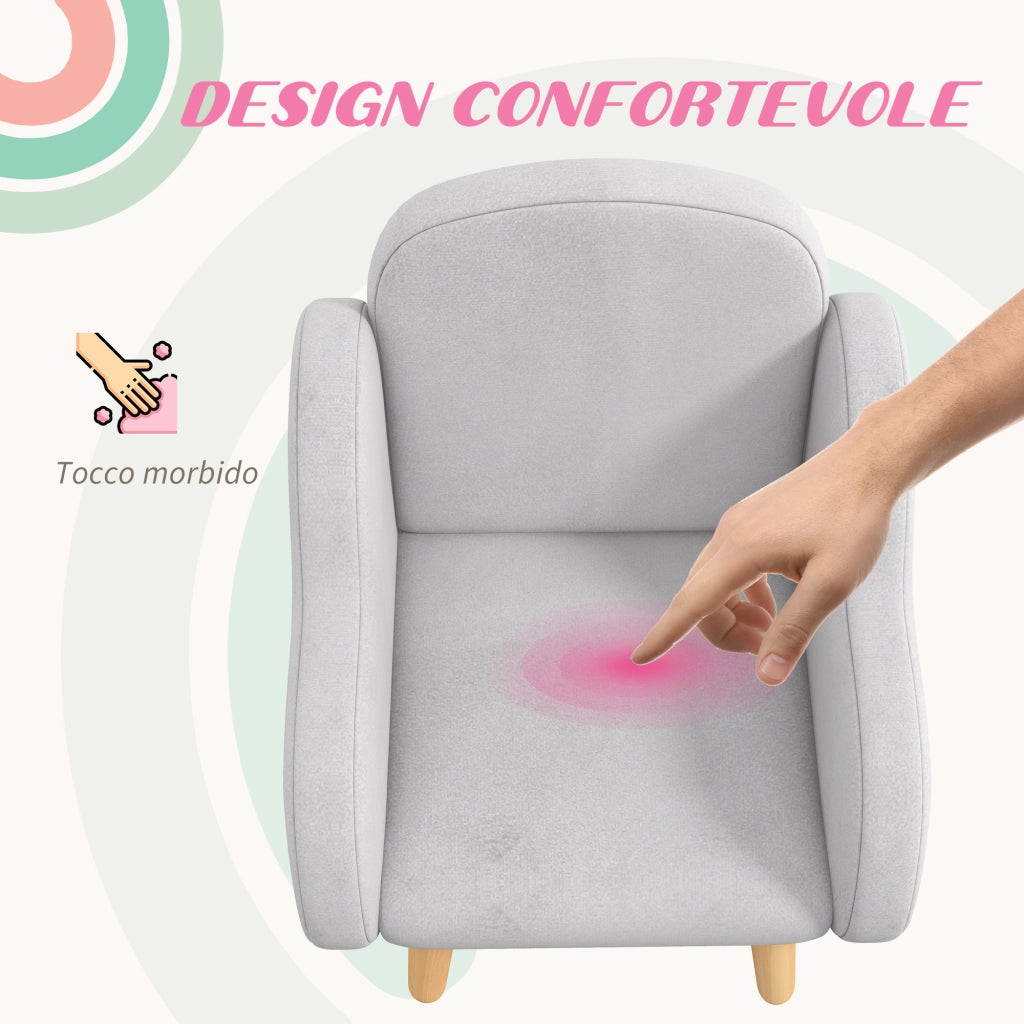 Poltrona per Bambini ¨C Minimal ¨C Grigio, Tessuto, 46x51x55cm