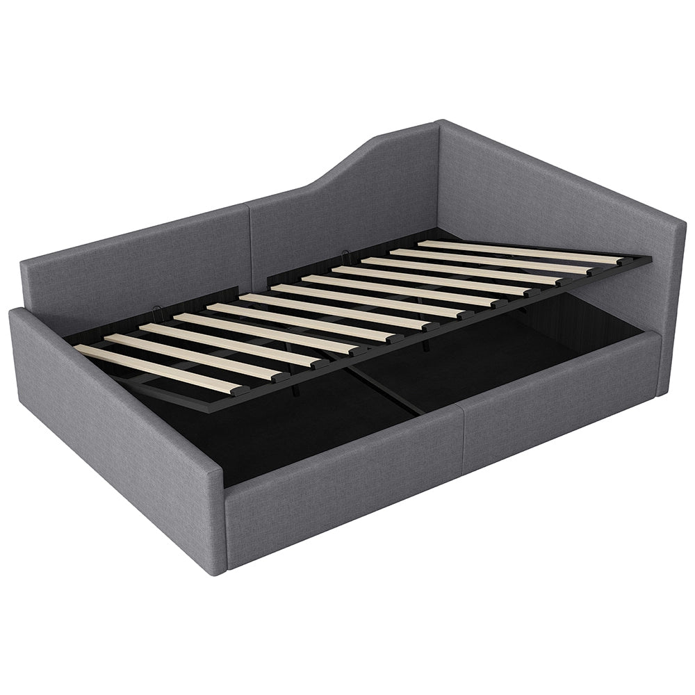 Letto imbottito - Xylo - 140x200cm con contenitore, grigio