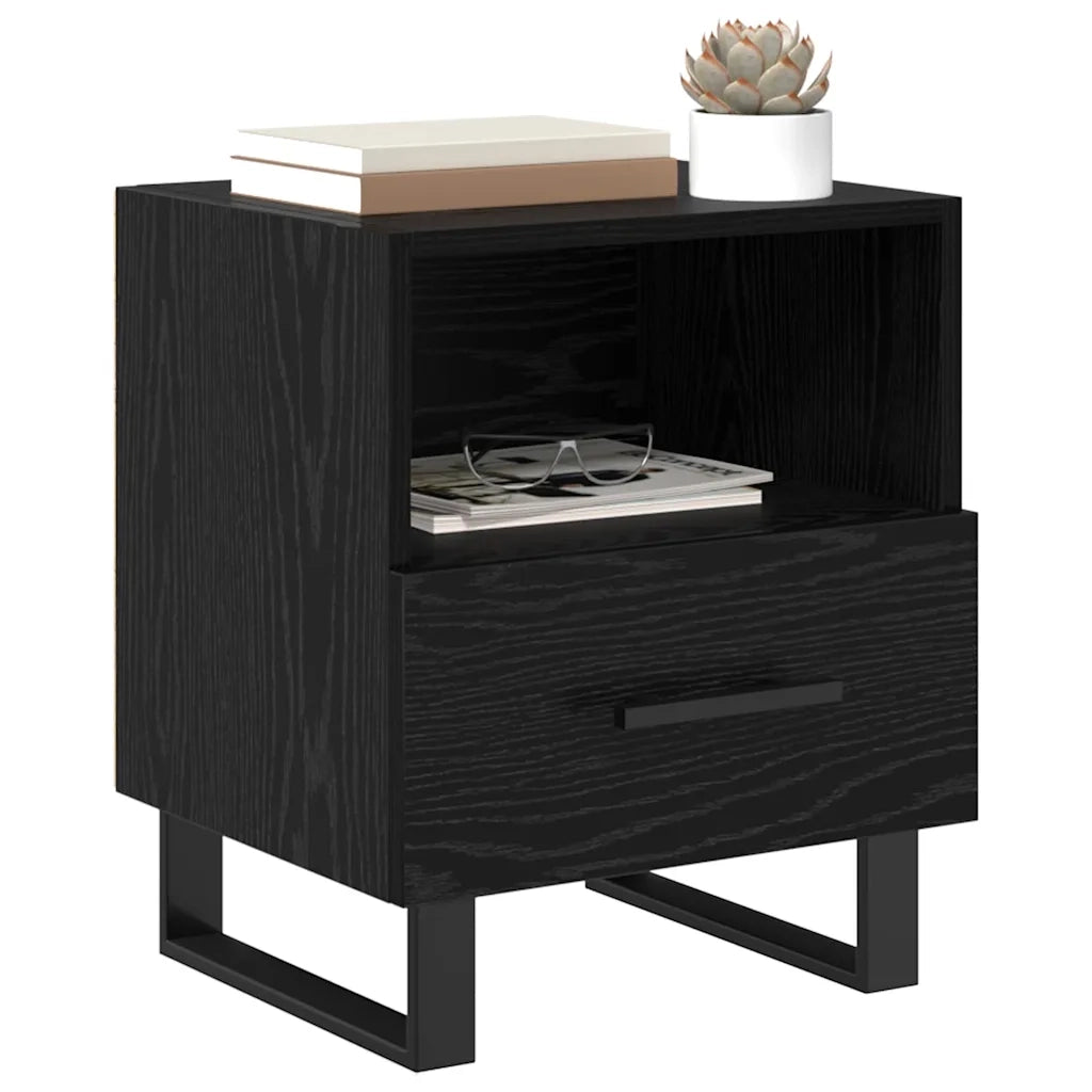 Set di 2 Comodini | Armadio da Notte | Mobiletto da notte Rovere Nero 40 x 35 x 47,5 cm