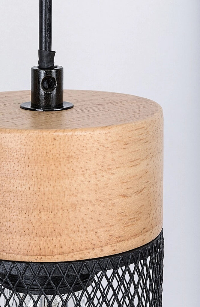 Lampada sospesa Callum industriale legno nero 3xE27 Rabalux