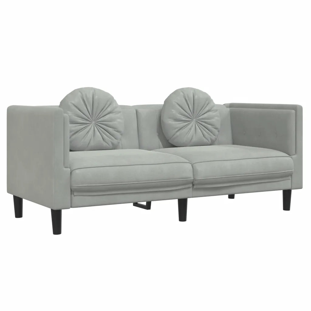 Set di Divani 2 pz con Cuscini Grigio Chiaro in Velluto 3209257
