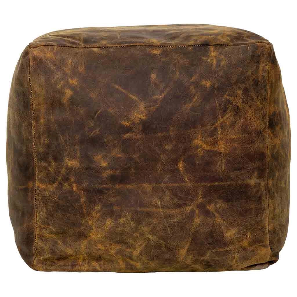 Pouf in pelle marrone 45x45x45h cm