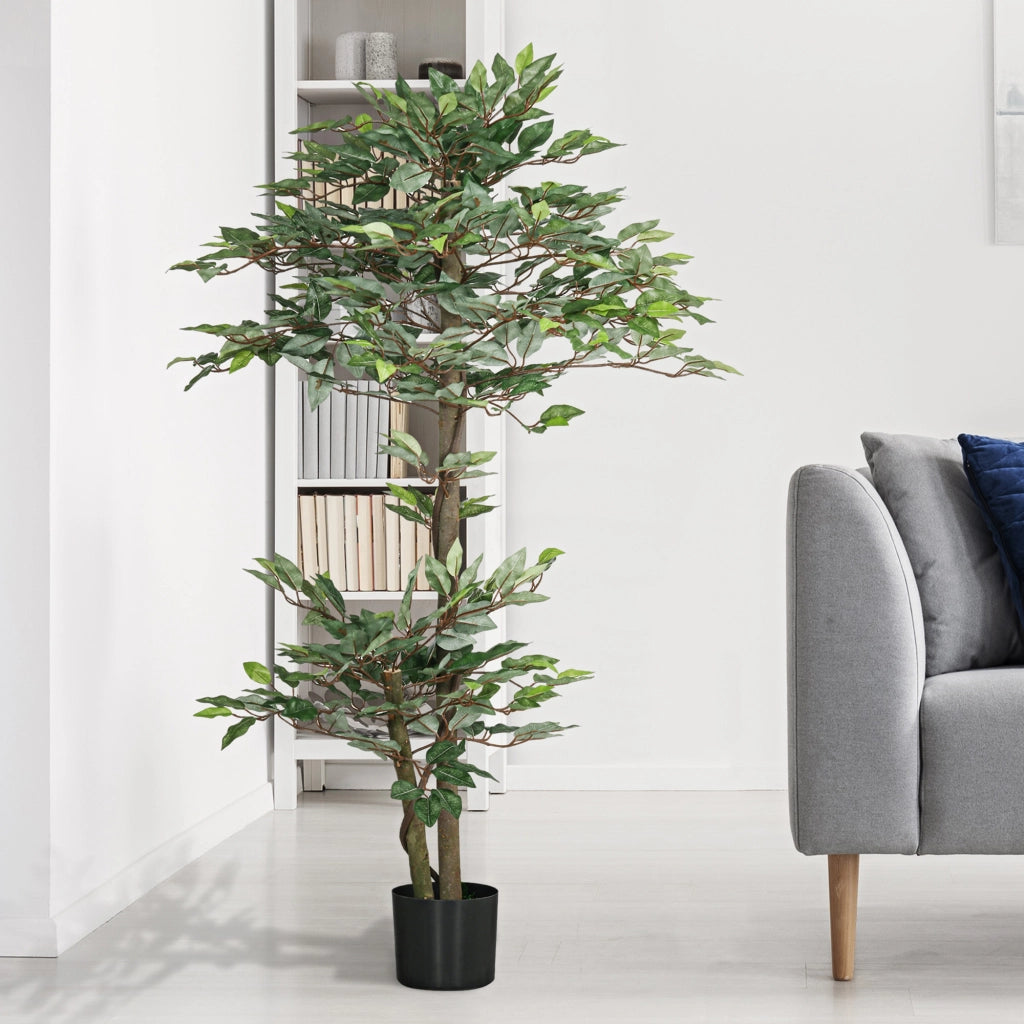 Ficus Artificiale con Muschio e Vaso ¨C Minimal ¨C Verde, 150 cm