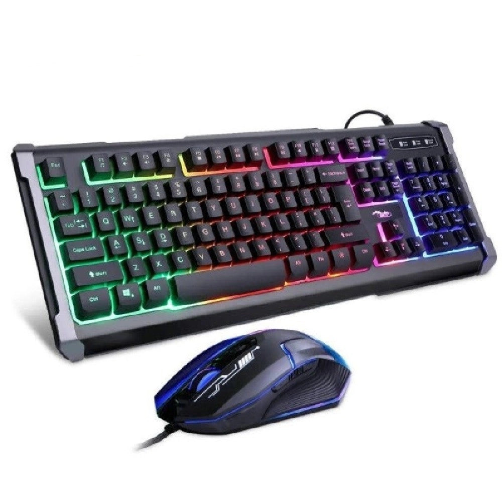 Trade Shop - Set Gioco Con Tastiera Led Mouse Cablato Usb Retroilluminata Multicolore Q803-rgb -