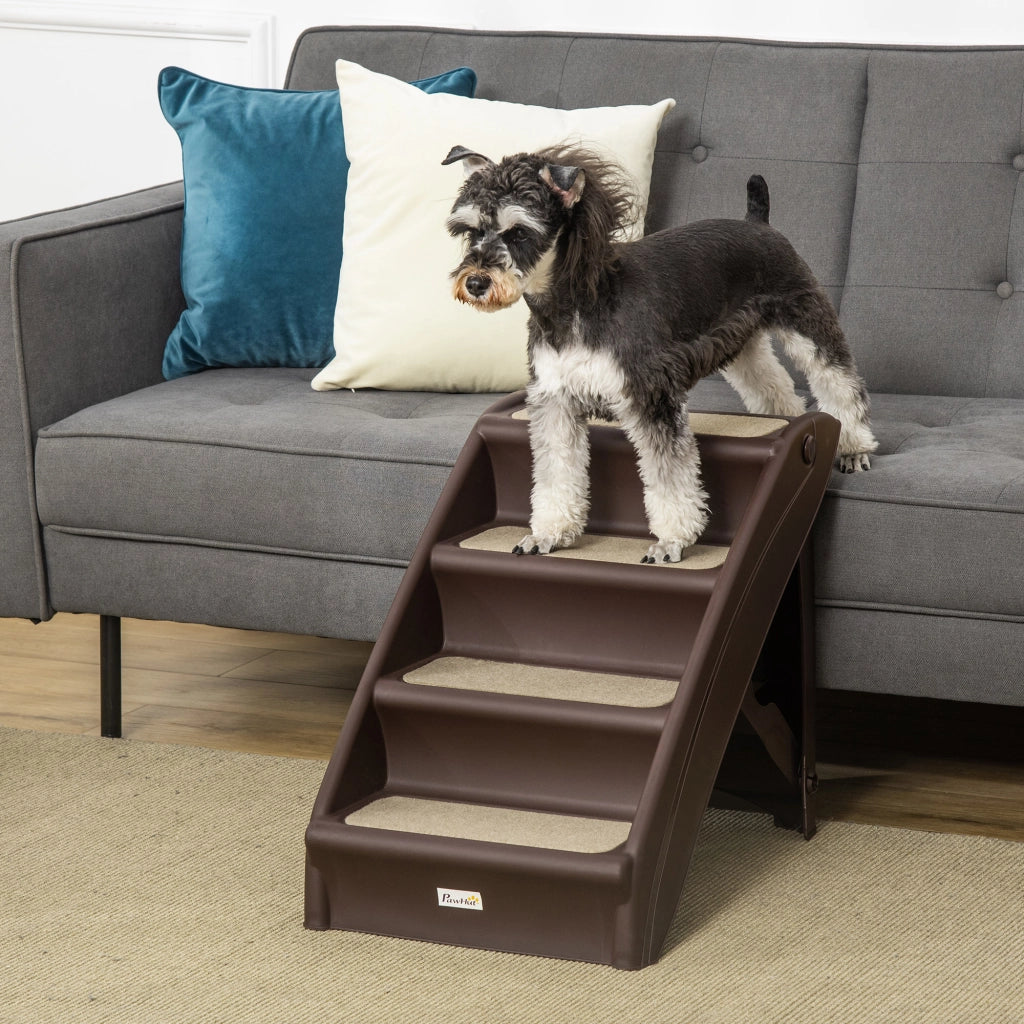 Scaletta Pieghevole per Cani ¨C Xylo ¨C 4 Gradini Antiscivolo PP Marrone