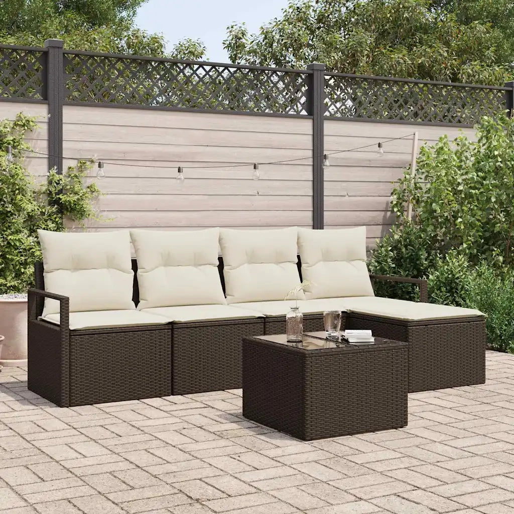 Set di divani con cuscino 6 pcs Marrone polyrattan