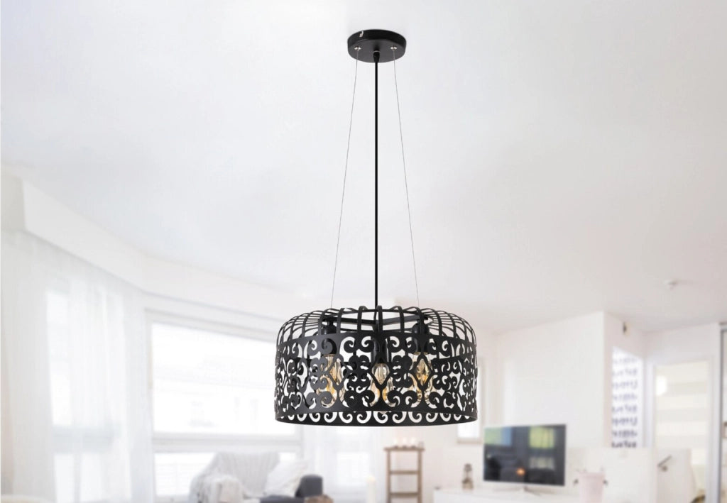Lampada a sospensione vintage Alessandra 3xE27 nera Rabalux