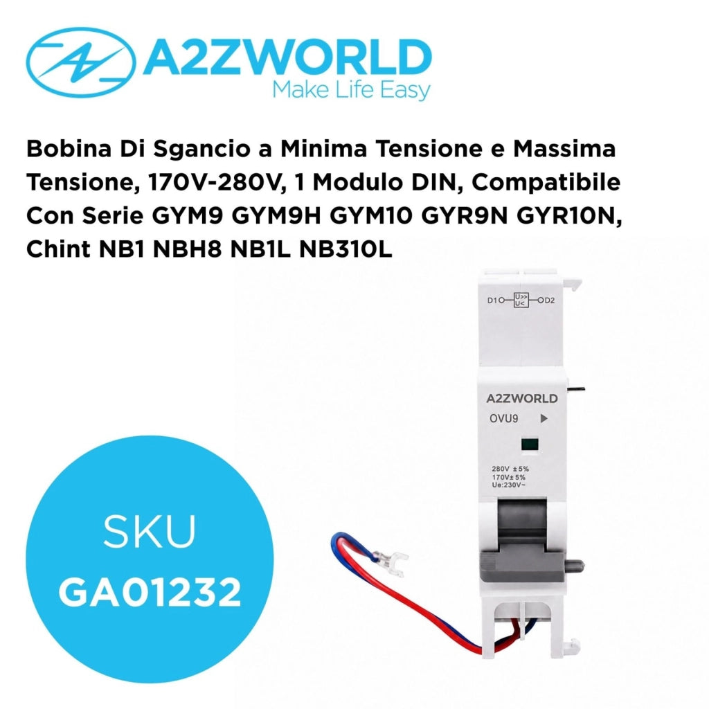 Bobina Di Sgancio a Minima Tensione e Massima Tensione, 170V-280V, 1 Modulo DIN, Compatibile Con Serie GYM9 GYM9H GYM10 GYR9N GYR10N, Chint NB1 NBH8 NB1L NB310L
