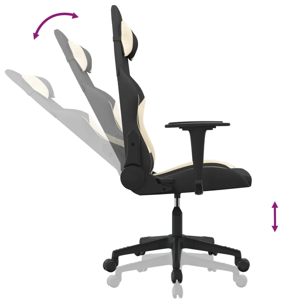 Sedia da Gaming Nero e Crema in Tessuto 3143733