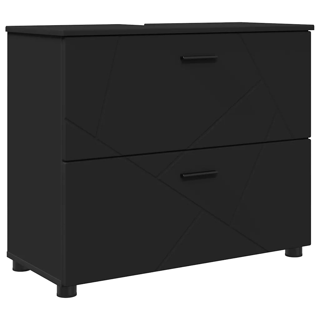 Set di mobili per il bagno con cassetto con porta 2 pcs Nero 3393014