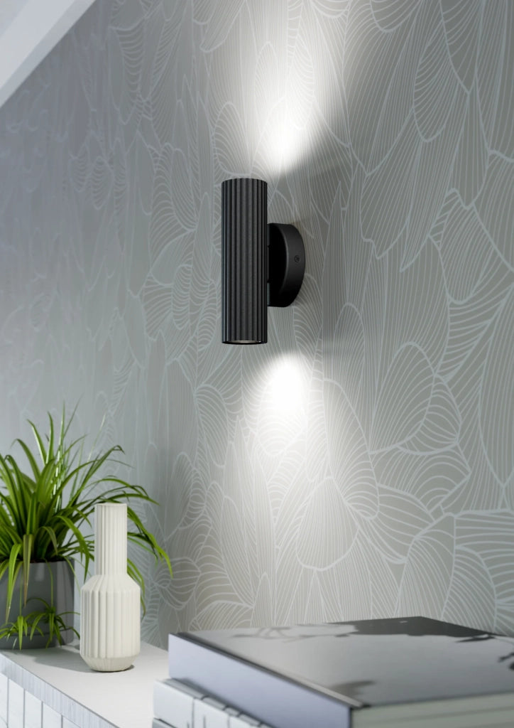 Applique Moderna Portillo Alluminio Nero 2 Luci Gu10 Ip20