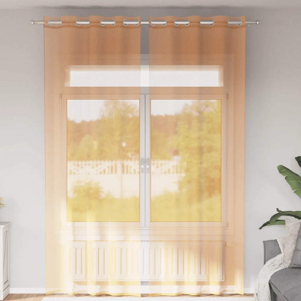 Tende in Voile con Occhielli 2 pz Arancio 140x260 cm 4102093