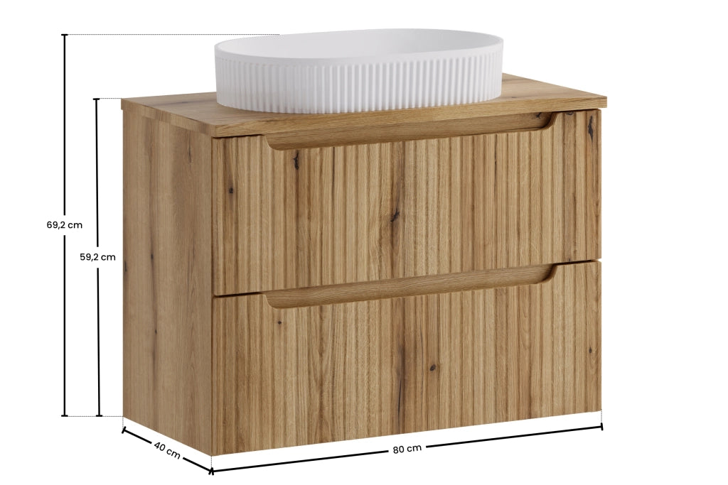 Set mobili bagno 80 cm con piano e lavabo da appoggio Beyond Nova Coast Evoke 80 cm