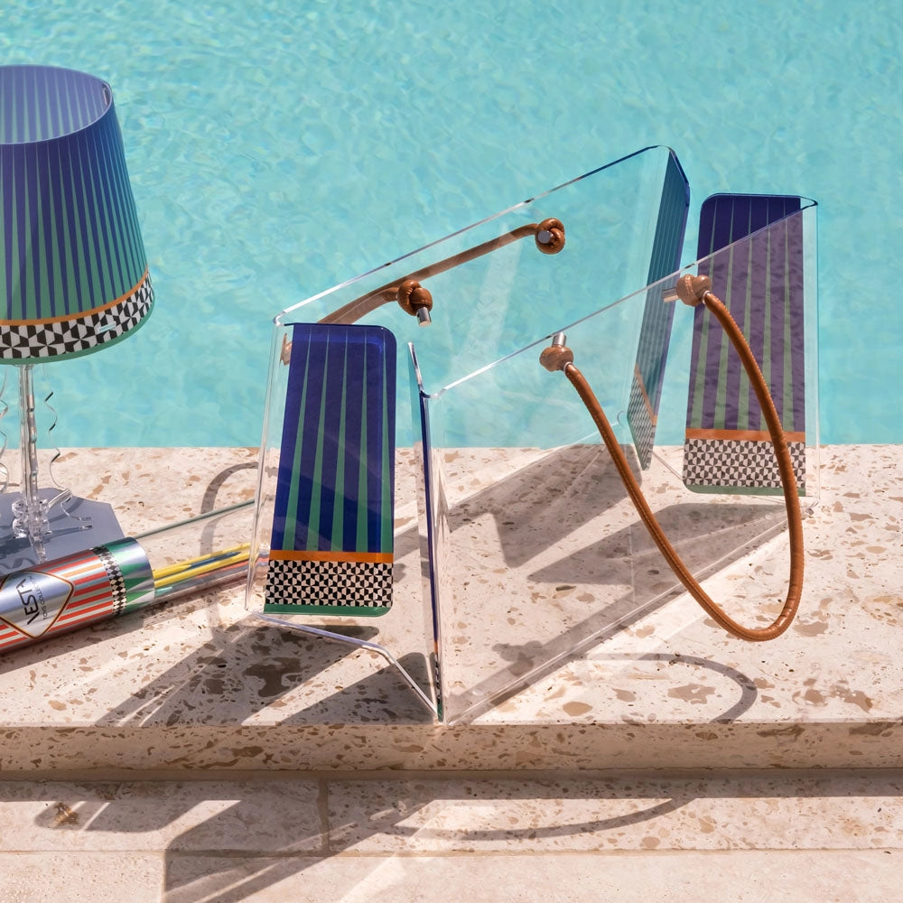 SHOPPER MEDIA CHARLOTTE IN CRISTALLO ACRILICO TRASPARENTE E CON DECORO ETHNIC