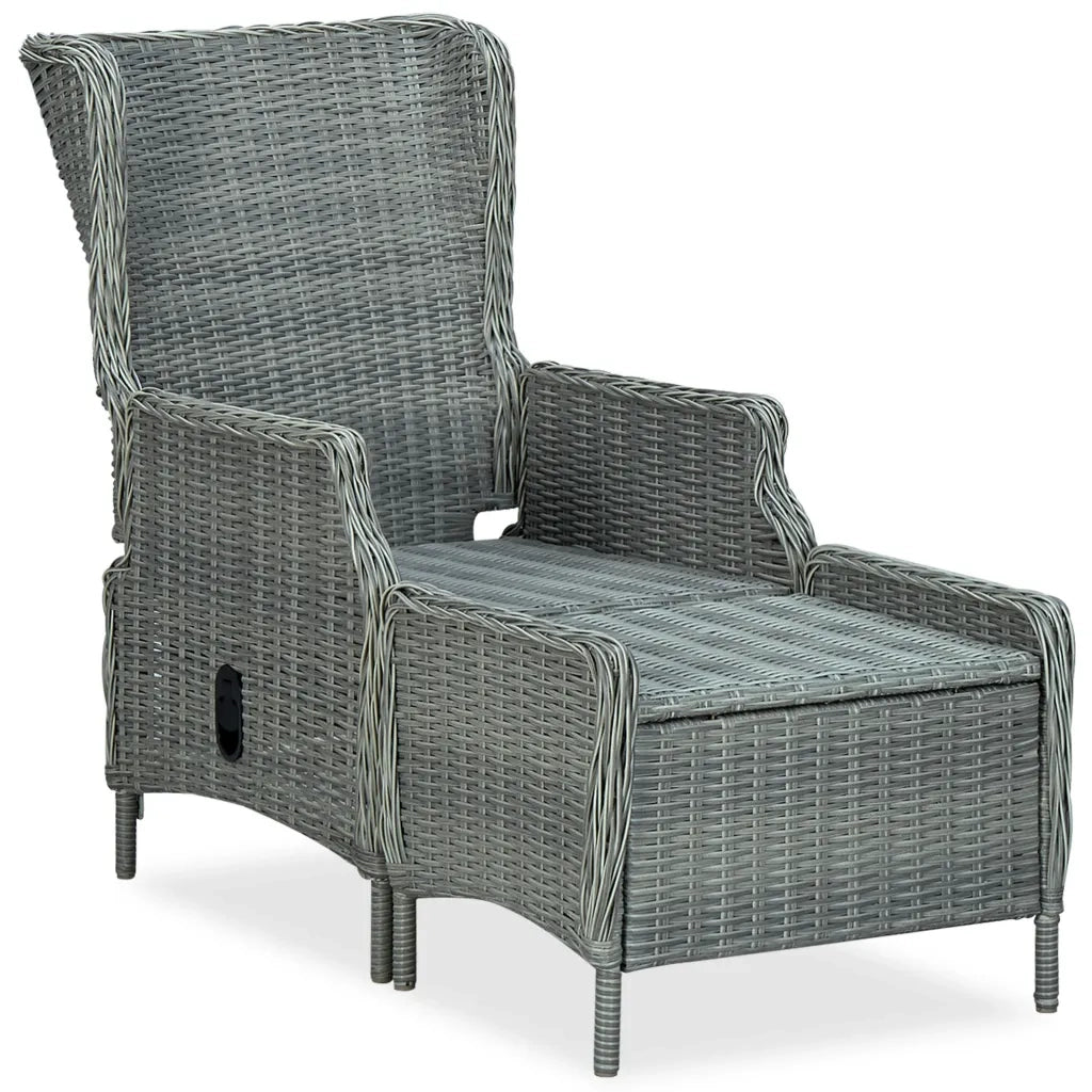 Set Pranzo da Giardino 9pz con Cuscini Polyrattan Grigio Chiaro 3060160