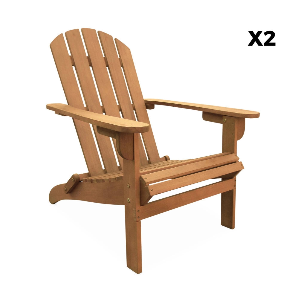 Set 2 poltrone da giardino in legno, marrone naturale