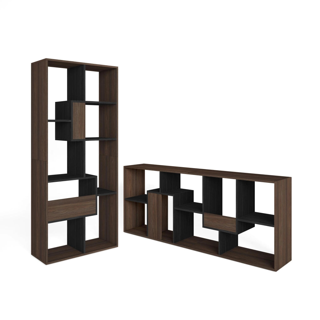 Libreria scaffale, 162x67x31cm, Per libri, Rovere scuro e Nero RF4109
