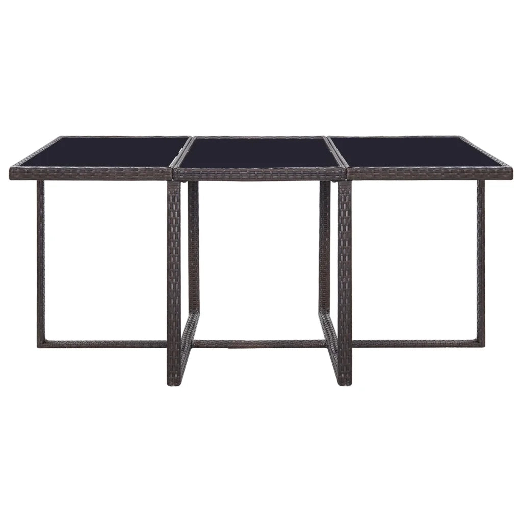 Set da Pranzo da Giardino 11 pz con Cuscini Polyrattan Marrone 42527