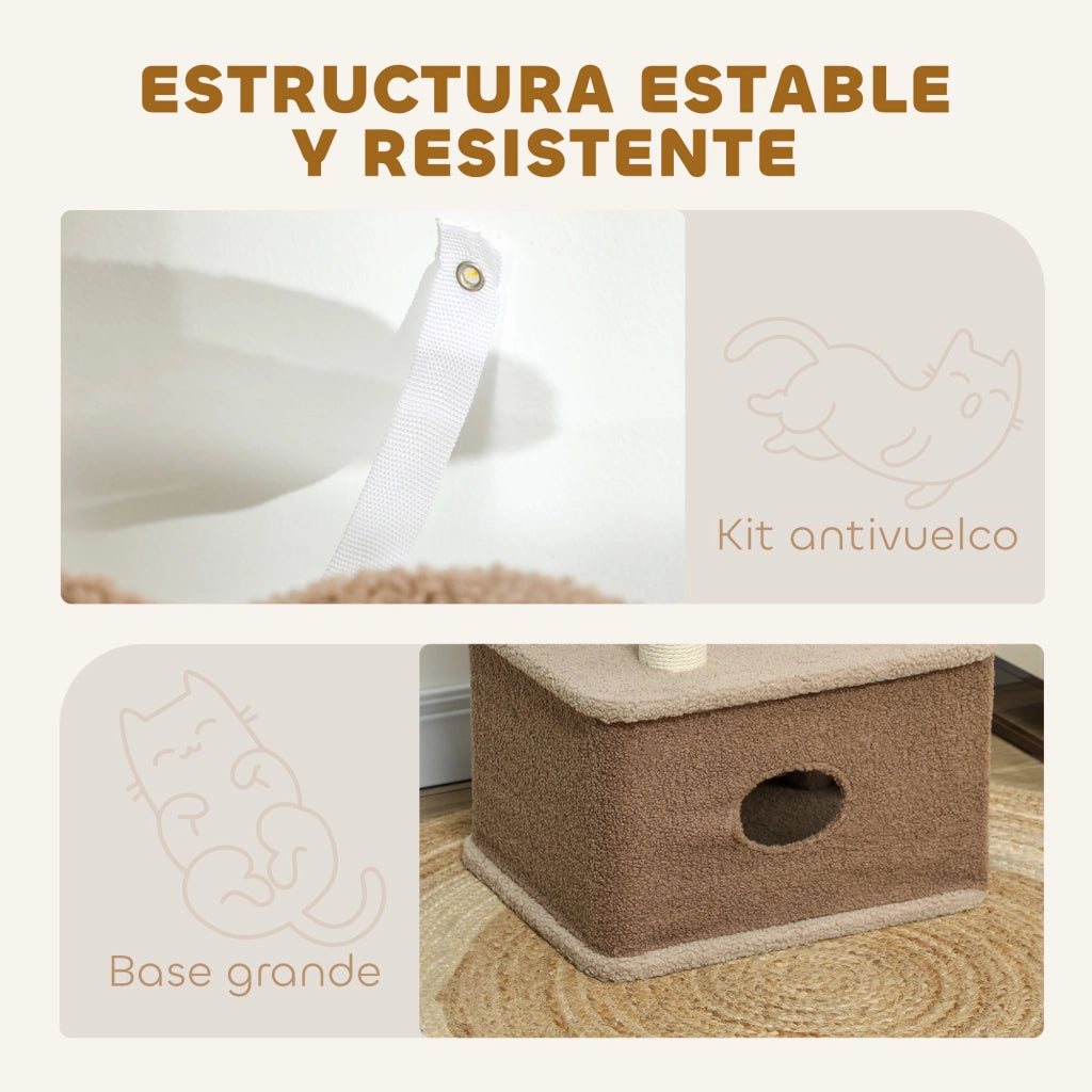 Albero tiragraffi per gatti con piattaforme e nido ¨C Minimal ¨C 133 cm