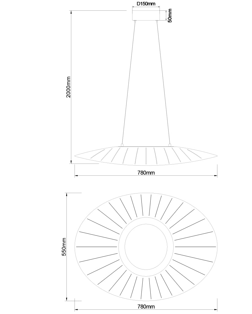 Lampada a Sospensione Vela in Metallo e Metacrilato Bianco 40W LED 3000K, Dimmerabile a taglio di fase, Ideale per Illuminazione d'Interni