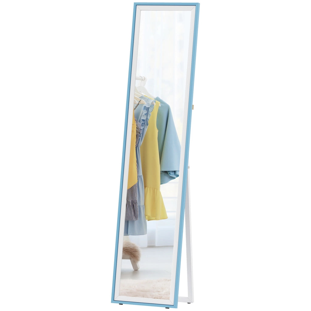 Specchio da Terra a Figura Intera ¨C Xylo ¨C MDF Bianco e Blu 37x157 cm