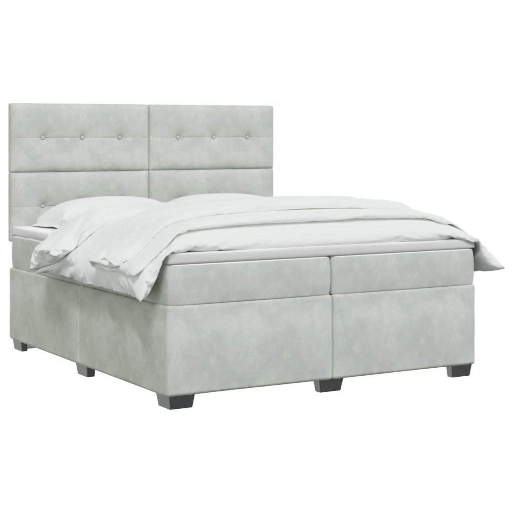 Letto box spring con materasso Grigio Chiaro 200 x 200 cm 3455174