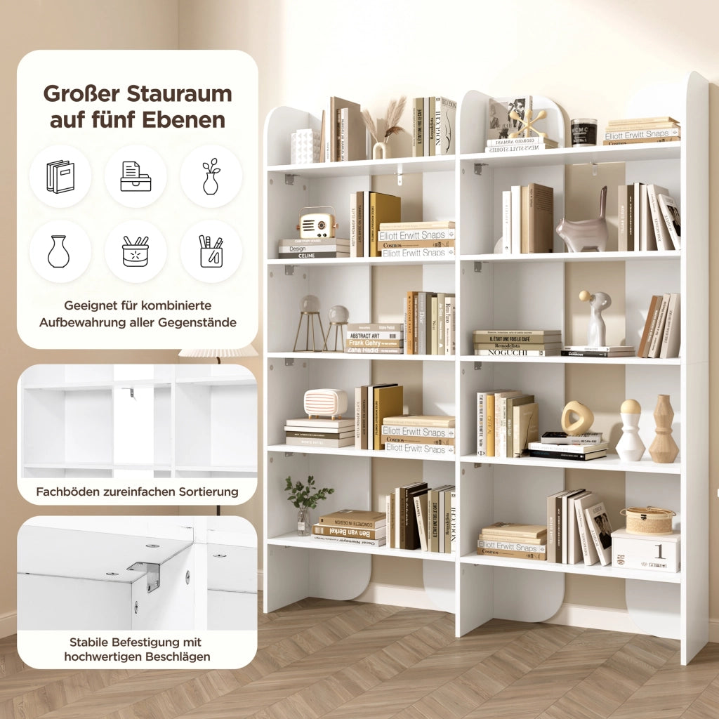 LIBRERIA 160 x 135 x 25 cm Bianca a 5 ripiani aperti